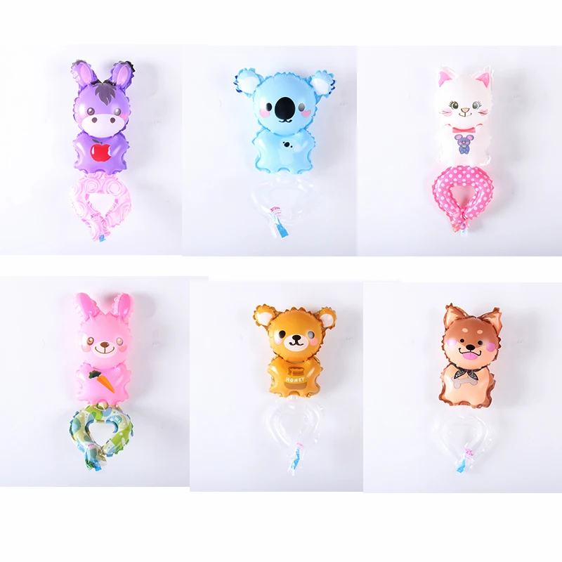 

2pcs Mini Animal Hand held foil Balloon koala/donkey/cat/rabbit/bear/dog Wrist balloon baby shower kids birthday Party Decor