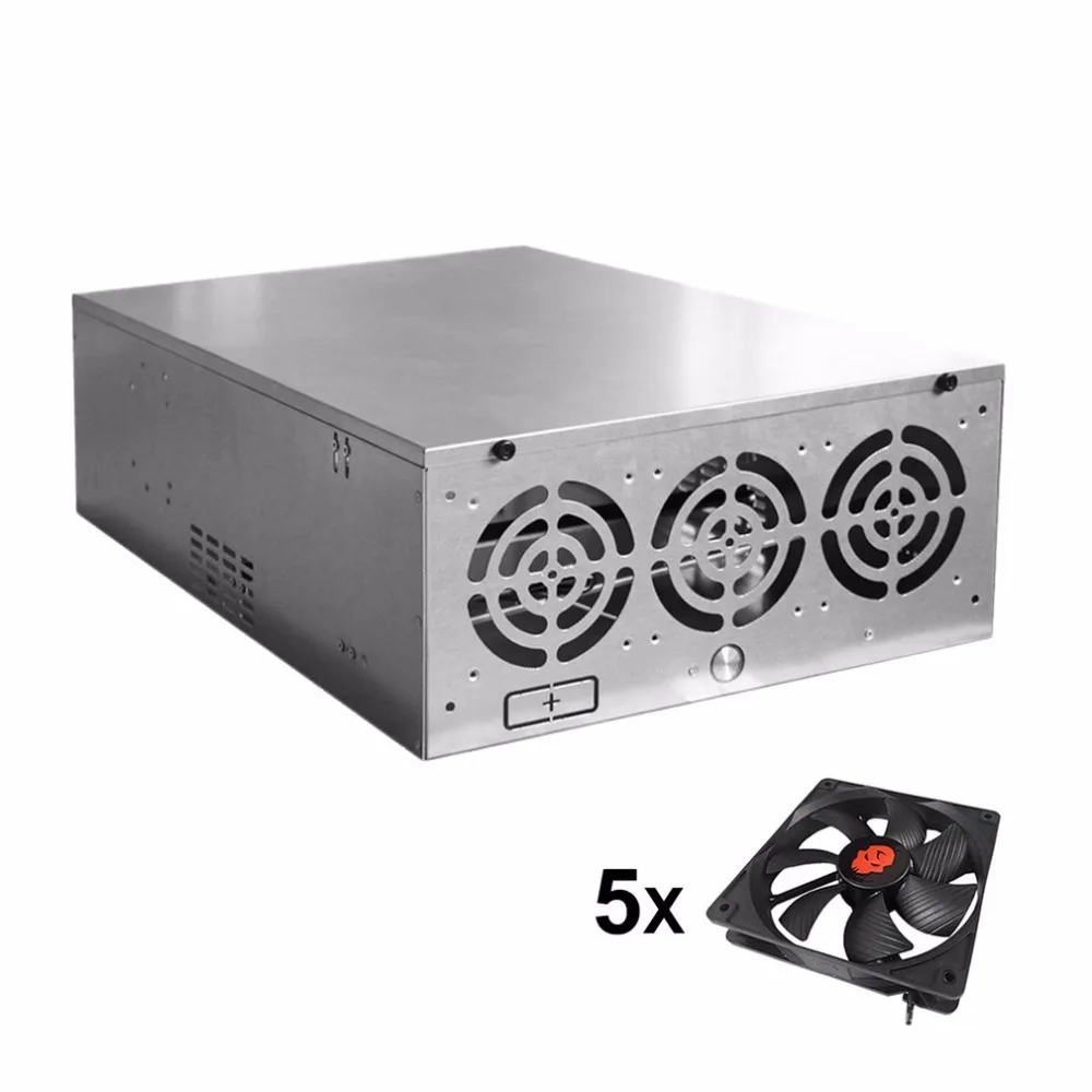 

Crypto Coin Open Air Mining Frame Rig Graphics Case ATX Fit 6/8 GPU Mining Case Ethereum ETH ETC ZEC XMR Magnalium Alloy 5 Fans