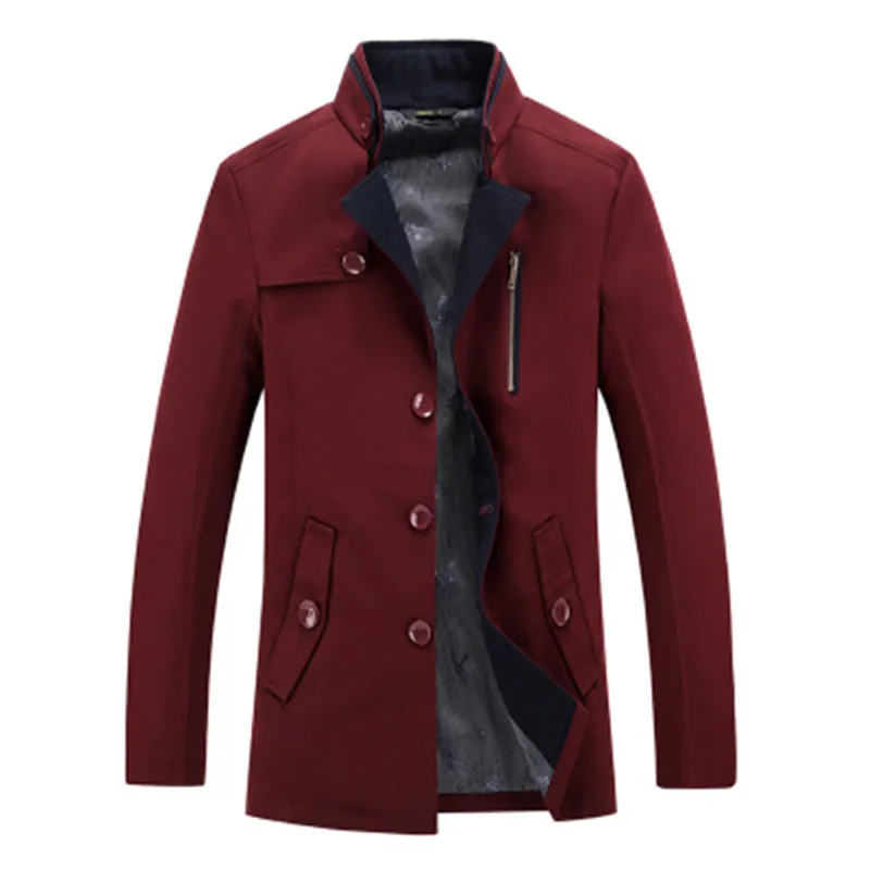 Kaki Mélange Manteaux Bleu Tranchée Vin Hiver Europe bourgogne Hommes Décontracté marine Tendance Grandes Automne Poches Kaki Coton Survêtement Russie Boutons Gentleman bgy7Yf6v