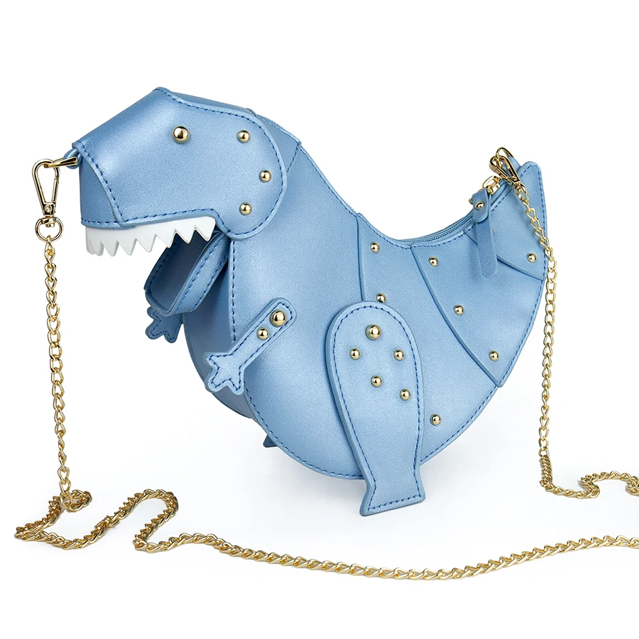 

Cute Personality Rivet Dinosaur Design Pu Leather Bags Women Crossbody Messenger Bag Chains Purse Mini Bolsa Female Shoulder Bag