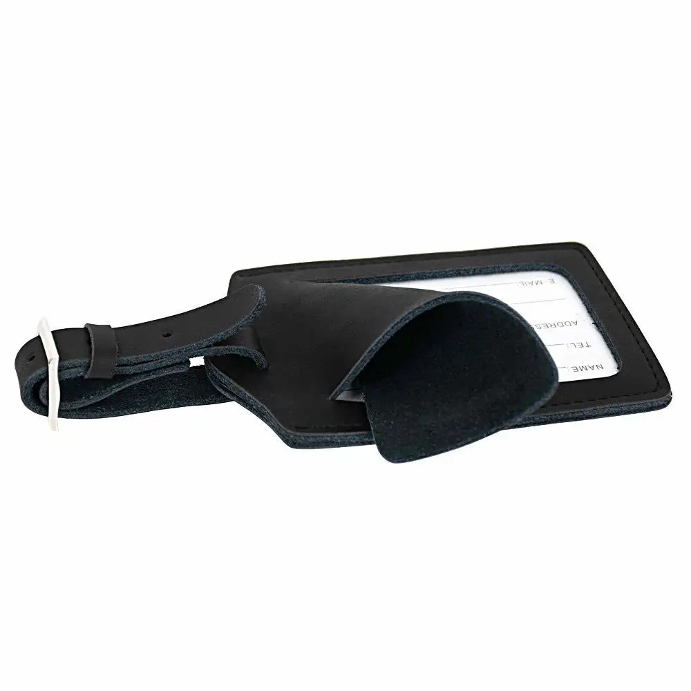 Leather Luggage Tags & Bag Tags 2 Pieces Set (black) Luggage Tags Travel Accessories