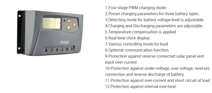 Высокое качество 30A 12 В/24 В/36 В/48 В автоматическая работа PWM PV солнечные регуляторы 30A зарядное устройство Солнечный контроллер заряда с ЖК-дисплеем