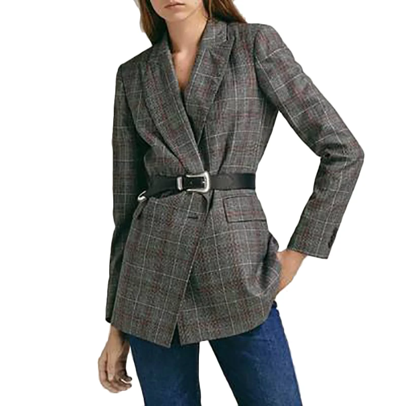 Work Pant Suits OL 2 Piece Sets Double Breasted Platz Jacket 2019 Trousers Suit Women Set Feminino Spring costume femme