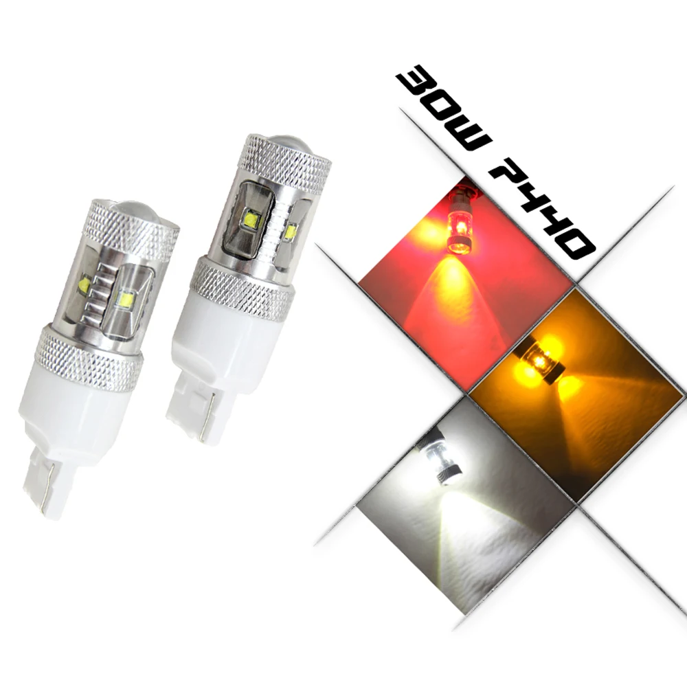 

2X T20 7440 30W LED Dual Color White Yellow Switchback Turn Signal Light + Canbus Error Free Decoder Load Resistor W21W