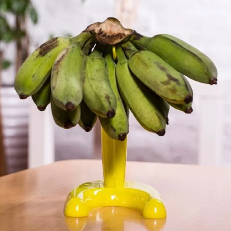 Yellow Plastic Banana Tray Hook Hanger Grapes Fruit Rack Holder Stand