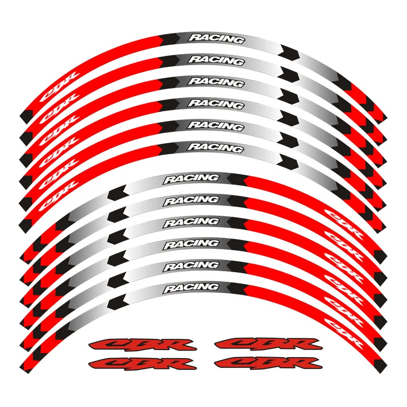 Передние и задние колеса мотоцикла край внешний обод наклейки светоотражающие полосы колесные наклейки для HONDA CBR - Цвет: 12