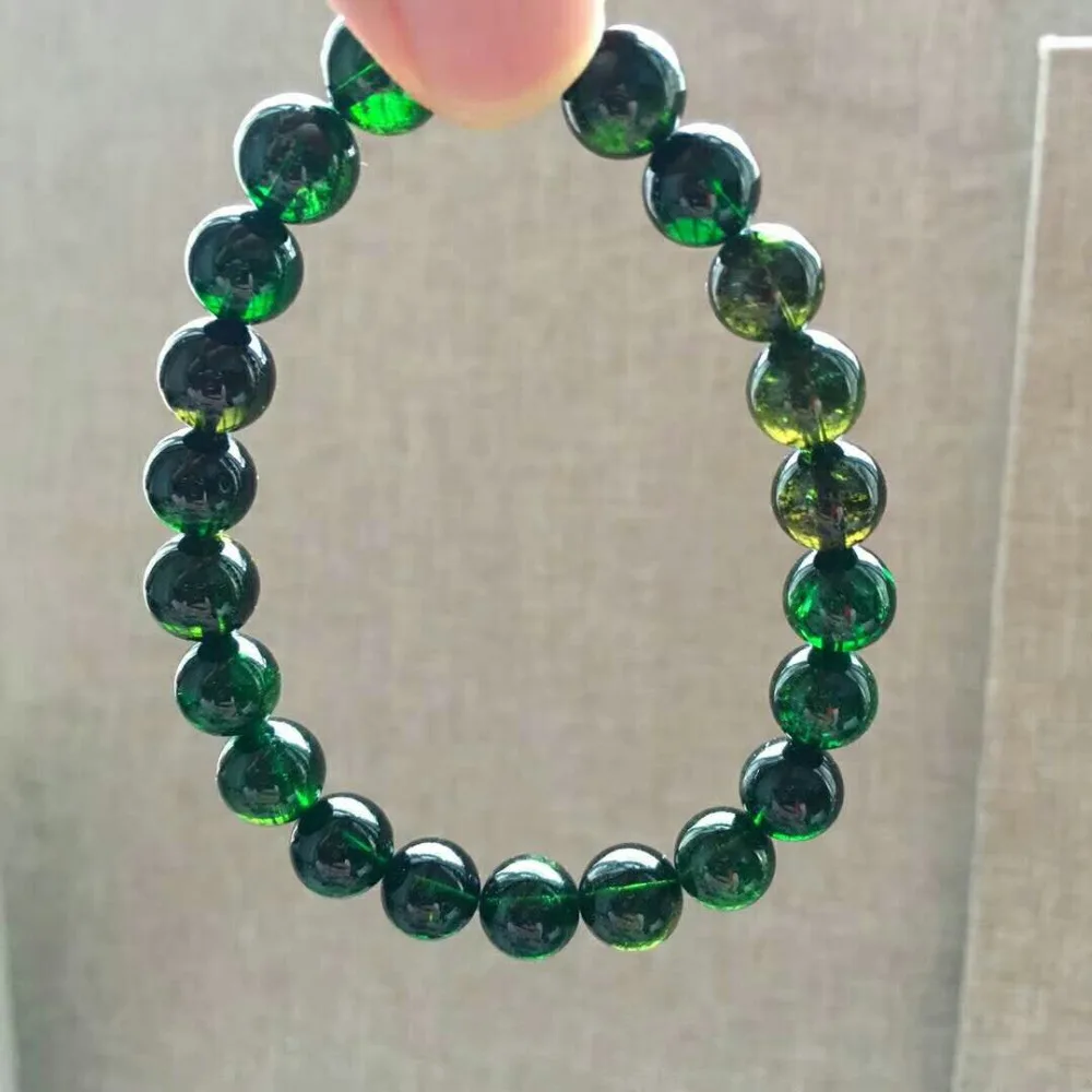 

Drop Shipping 100% Natural Green Tourmaline Quartz Bracelet Necklace 9mm Clear Round Beads Crystal Brazil Chain Bracelets AAAAA