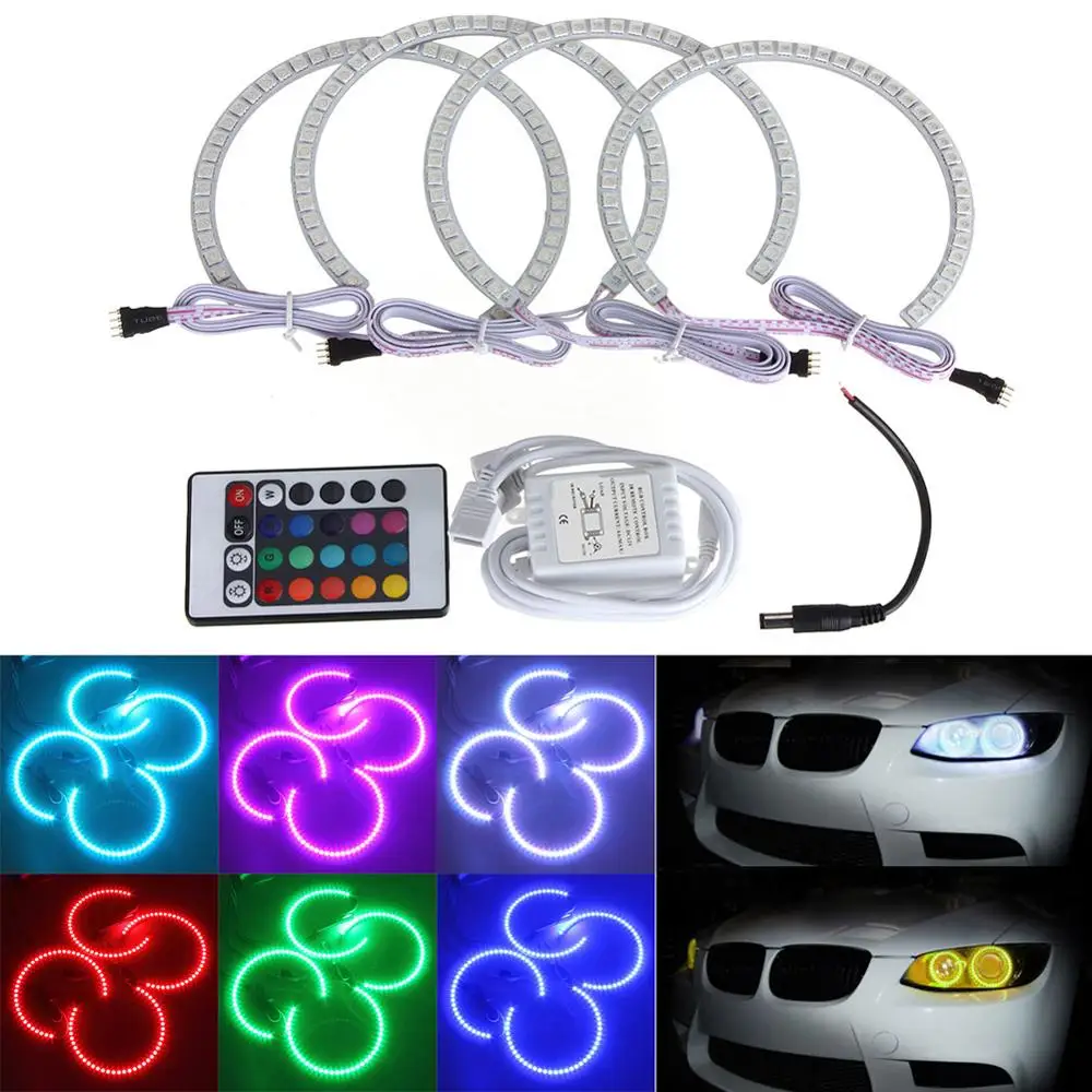 

4Pcs/Set 131mm Multi-color RGB LED Angel Eyes Halo Rings for BMW E36 E38 E39 E46