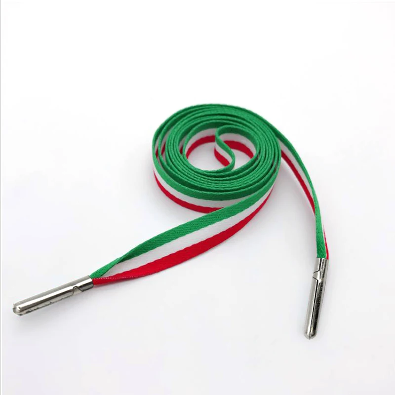 3 Pairs Polyester Stripe Lace Canvas Shoe Decorating Pattern Colorful Shoelaces Flat Laces Shoelaces Laces High-grade Metal Head