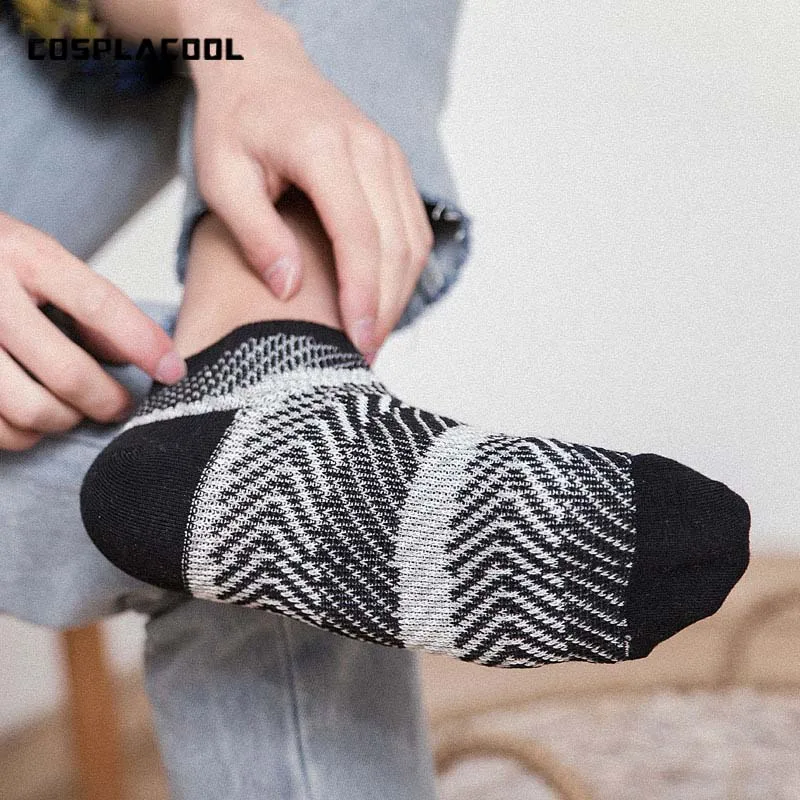 

[COSPLACOOL]British Style Classic Men Business Socks Creative Breathable Casual Sokken Harajuku Boat Calcetines Hombre