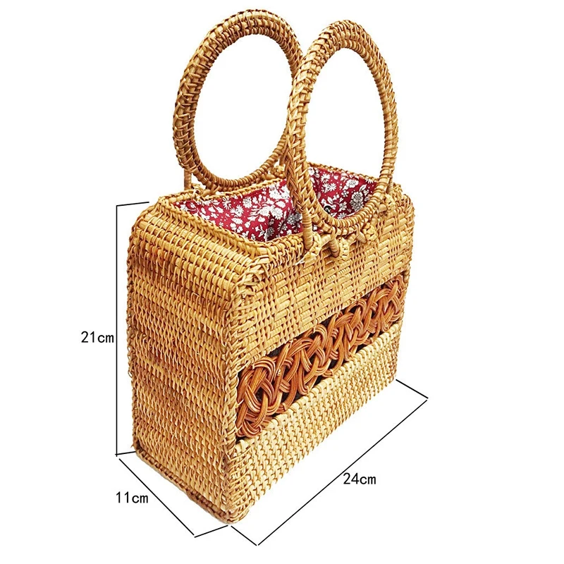 Новая тканая Женская бамбуковая Сумочка с деревянной ручкой, Женская Ретро пляжная соломенная сумка, клатч, плетеная сумочка