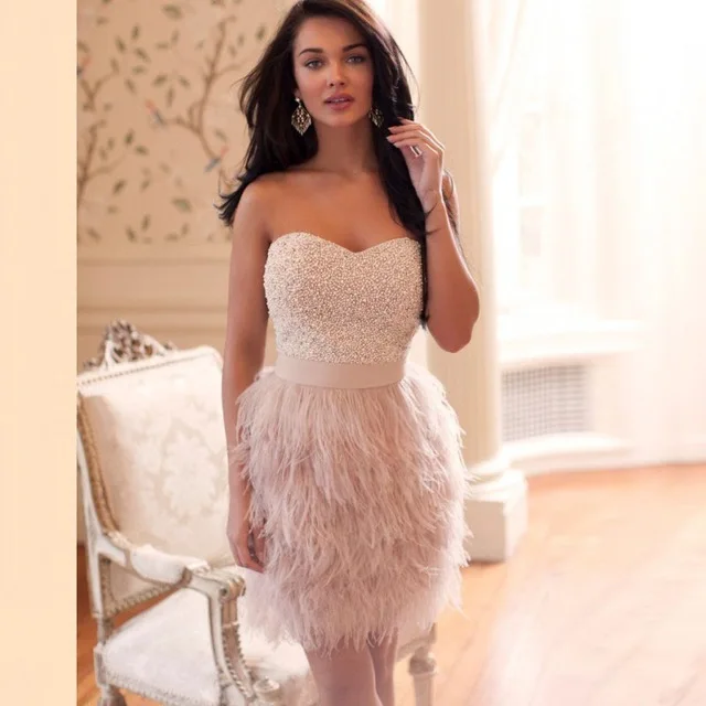 Короткие вечерние платье халат De Soiree Abito да sera Формальные платья Avondjurk Vestidos перья платья Праздничное платье курто