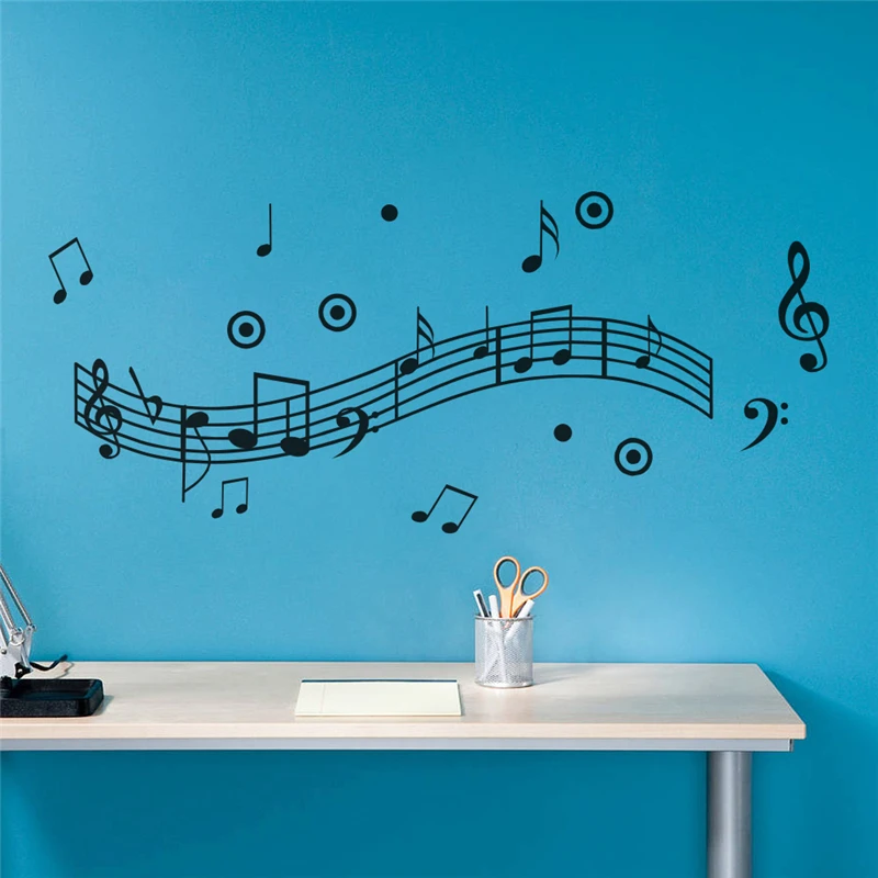 melodious musical notation wall stickers living room diy wall art home decor decalsin Wall