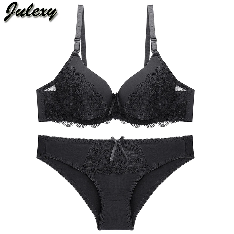 

Julexy BC Cup Push Up Women Bra Sets Sexy Lace Underwear Set Solid Ladies Brassiere Panty