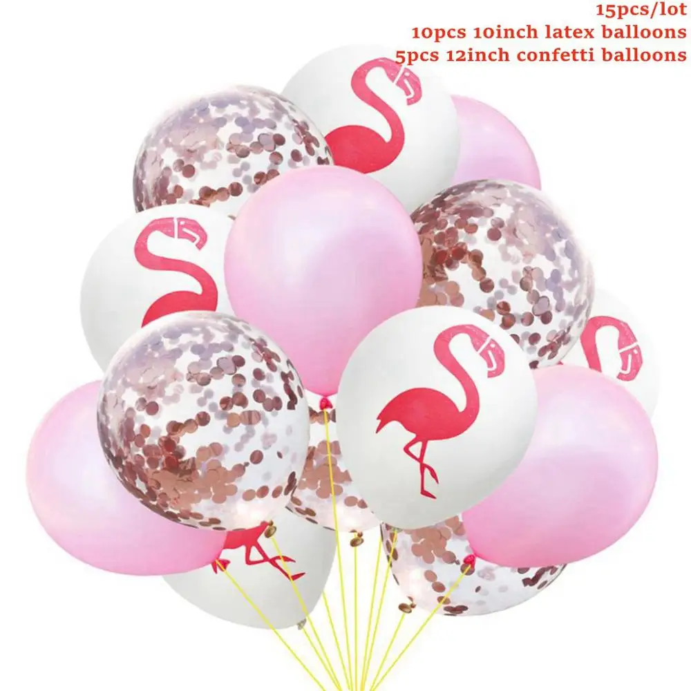 Taoup 15 шт. латексные воздушные шары Фламинго конфетти круглые животные баллоны счастливые Гавайские балоны для детей вечерние тропические сувениры - Цвет: Flamingo Balloons 2