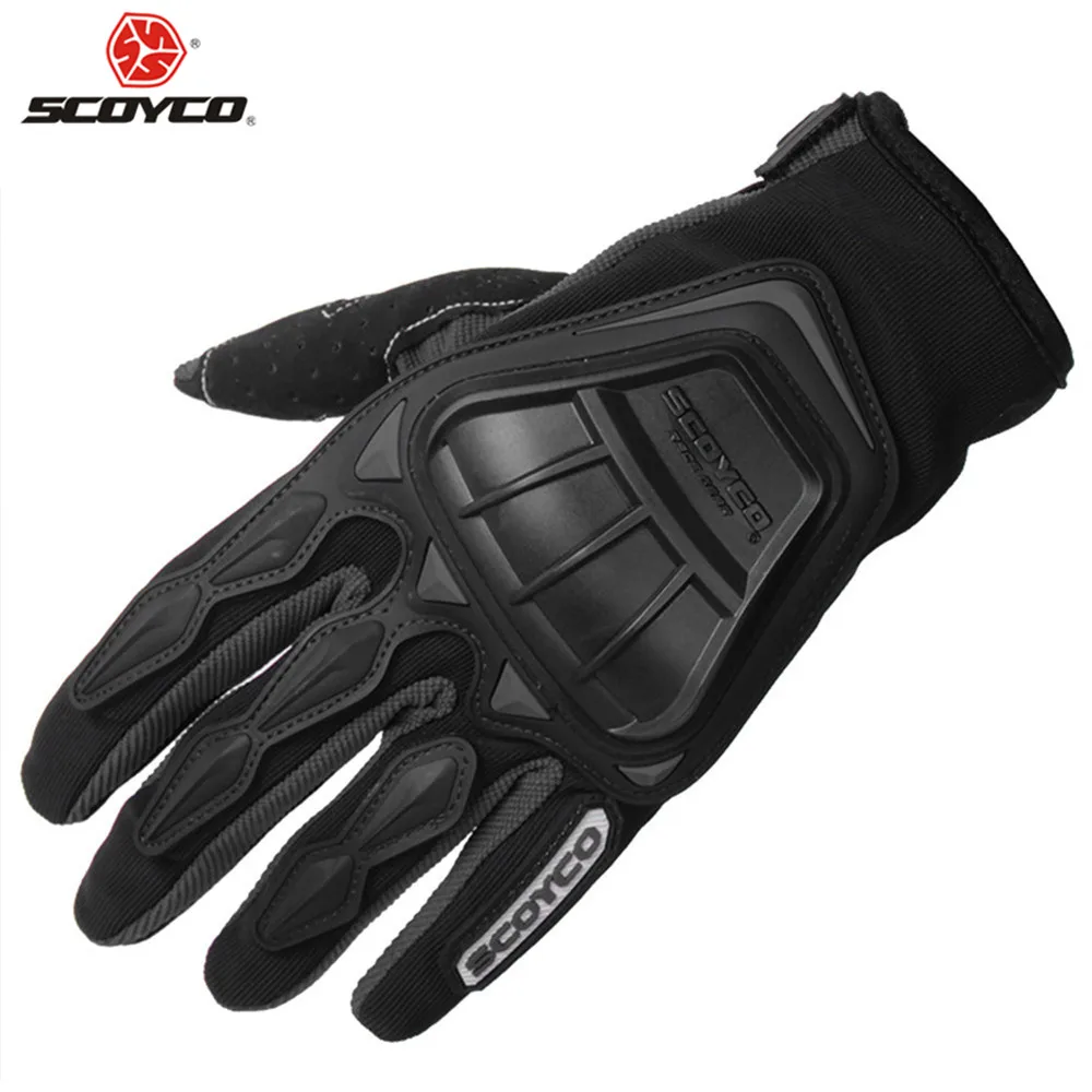 SCOYCO защитные мотоциклетные перчатки для езды на мотоцикле мотокросса мужские мотоциклетные перчатки Dh горный велосипед ATV велосипедные тактические перчатки - Цвет: Черный