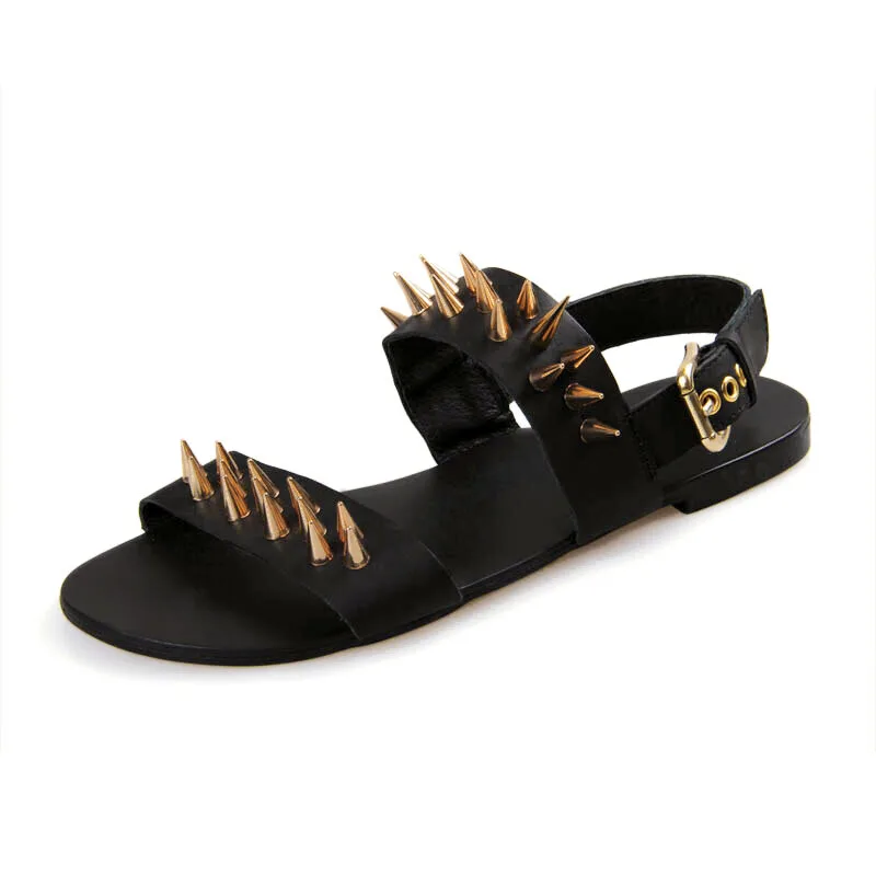 Clearance Sale US 10 Men Genuine Leather Metal Thongs Roman Style Gladiator Summer Beach Rivet Sandals Man Punk Shoes Clearance Sale US 10 Men Genuine Leather Metal Thongs Roman Style Gladiator Summer Beach Rivet Sandals Man Punk Shoes