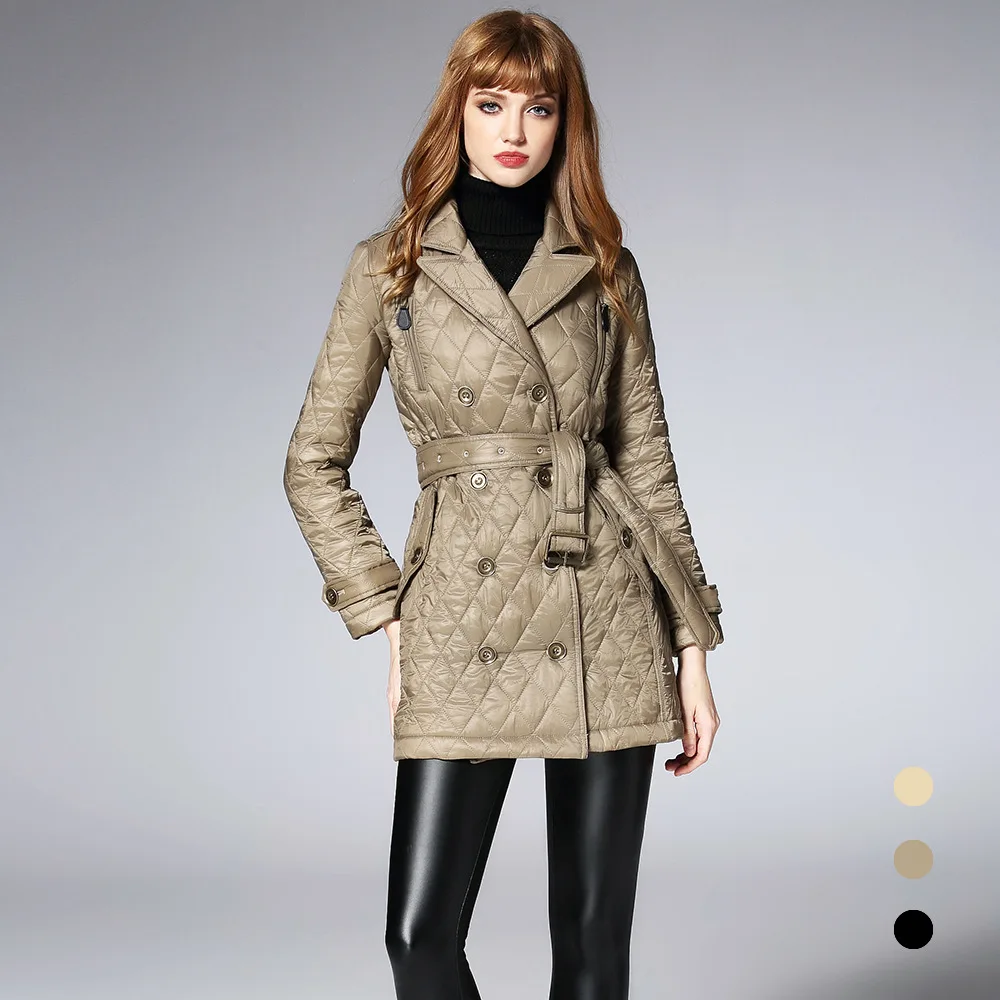 

2018 fashion winter warm parkas coats for women double breasted mid-long parkas England Style female cotton female Overcoat