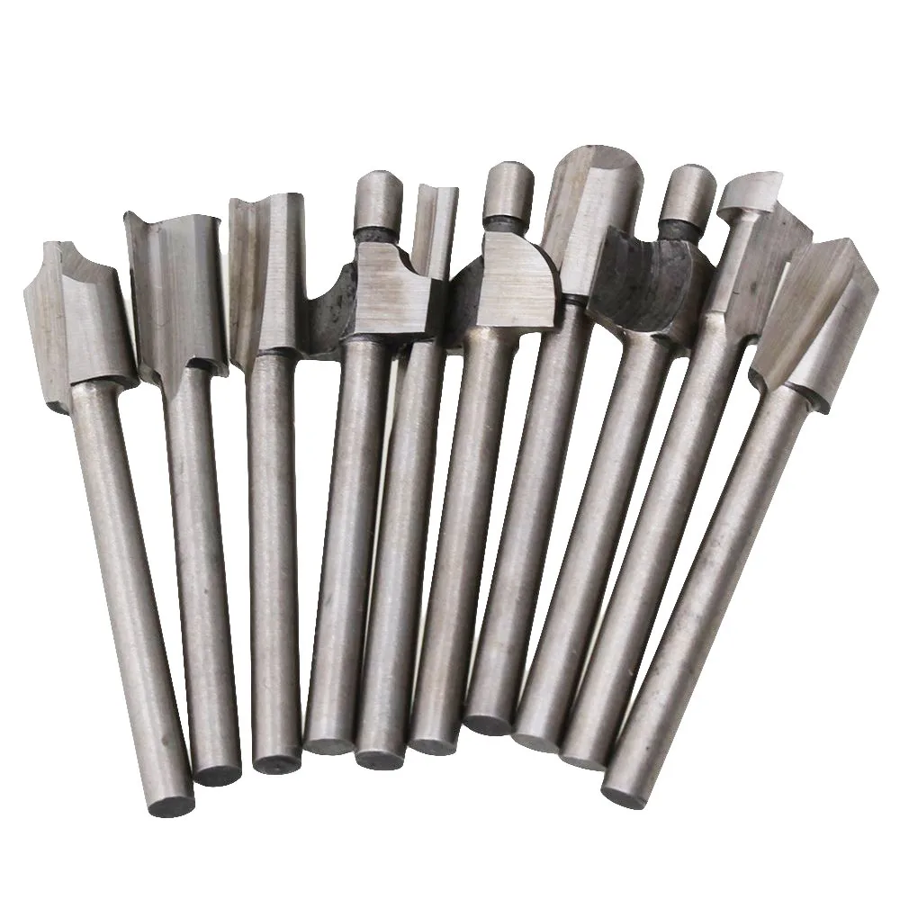 ZFE 10pcs 1/8" 3mm Shank Mini HSS Router Bits Fits Dremel Foredom