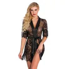 Банный халат, Сетчатое ночное белье, женское Белье для сна, сексуальное v-образная Пижама Женское ночное белье, банный халат большого размера, элегантное