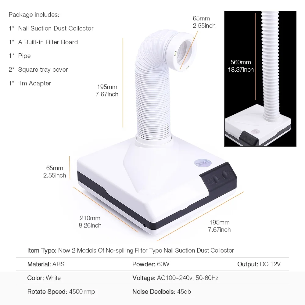 60 W fuerte uñas colector de polvo limpiador retráctil codo diseño de ventilador de aspiradora Aspiradora - 6