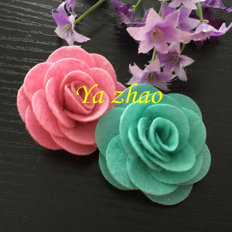 

Fashion 2" Felt Rose hair Flower For Headbands, Clothing, Hats 12 Color IN STOCK, 500pcs/lot