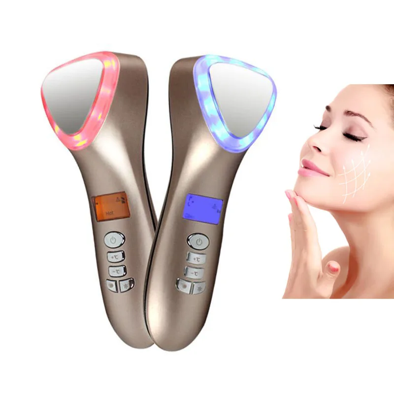 Ultrasonic Cryotherapy LED Hot Cold Hammer Facial Lifting Tightening Vibration Massager Face Body Spa Import Export Beauty Salon