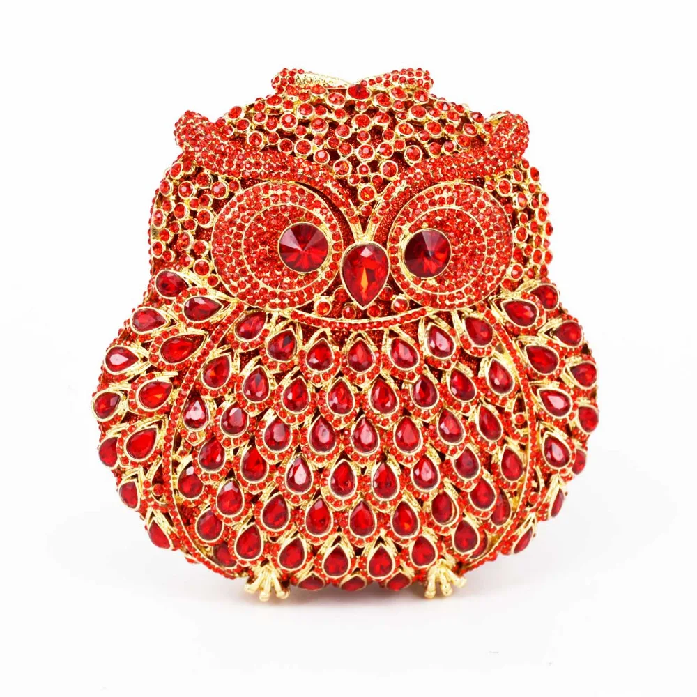 Animal Owl Designer women Evening bags pochette handmade prom Clutch bags Luxury party purse Crystal Stone Day Clutches SC020