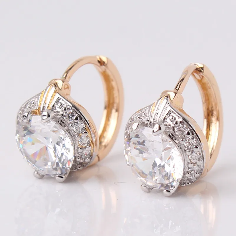 XIAGAO, модные круглые серьги, ювелирное изделие для женщин, золотистые серьги-кольца, белый кристалл, цирконий, серьги-кольца для девушек XGE150 - Окраска металла: gold patiinum plated