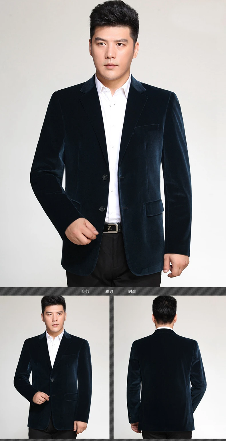WAEOLSA Men Striped Velvet Blazers Elegant Plain Color Suit Coats Man Wool Blazer Hombre Corduroy Suit Jackets Red Navy Blue Uniform (10)