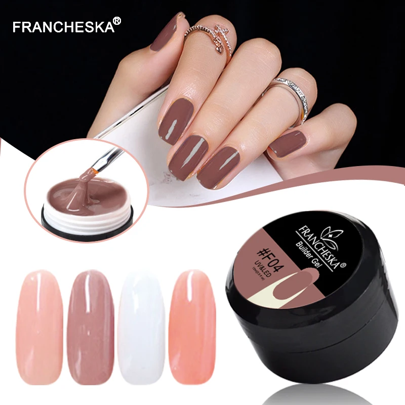 Moldeador de Gel de camuflaje de Francheska Gel de construcción UV rápido remojo de gelatina de extensión de uñas Poly 10 colores blanco rosa claro rosa