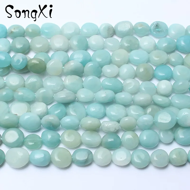 

8-10mm Irregular Blue Amazonite Beads Natural Stone Beads for Jewelry Making Fit DIY Necklace Bracelet Jewellery 15'' Strand