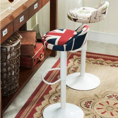 Поворотный подъемный барный стул на стойке с подставкой для ног обеденный