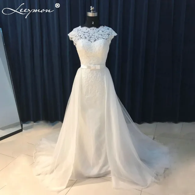 2018 Vintage White Mermaid Wedding Dress Lace Backless Bridal Gown