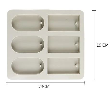 

Silicone mold 6 cavity Rectangular oval shape with hole pendant mold DIY perfume clay resin craft mold Handmade aromatherapy wax