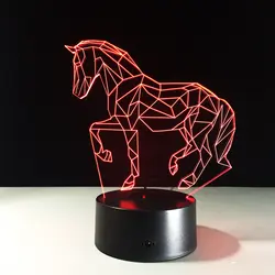 Chaohui Новый 2019 3D светодиодный лампа ночник Единорог Лошадь Спальня украшения подарок Lampara Творческий Festerval малыш подарок на день рождения