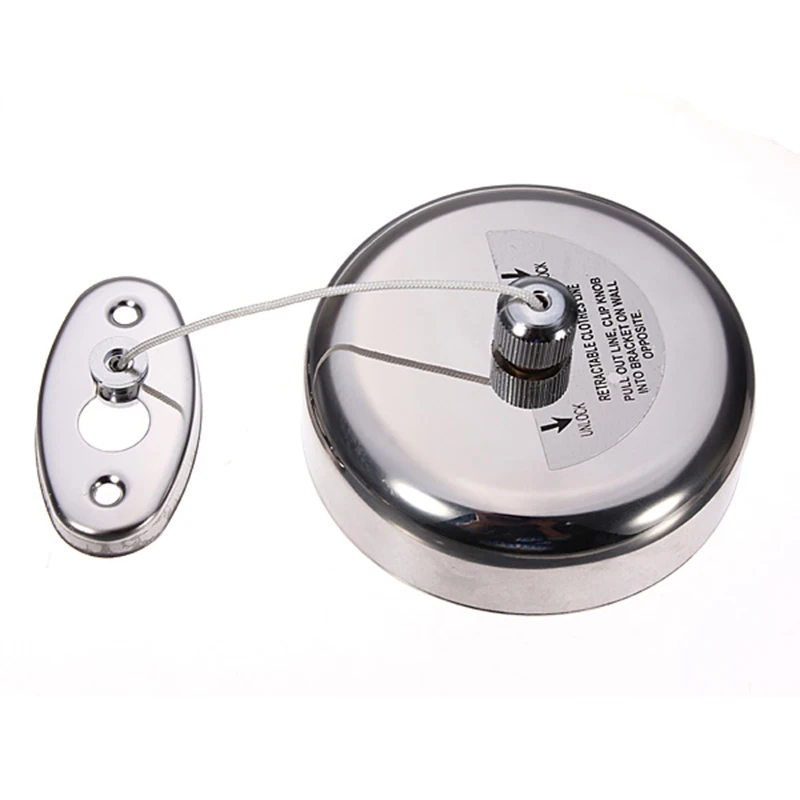 Mayitr Stainless Steel Clothesline Rope Retractable Clothes Line Dryer Laundry Clothesline with Screws For Household Tool