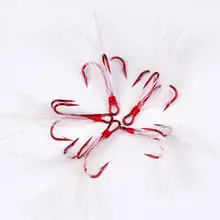 50 шт. 2/4/6/8/10# красный ВЧ колючая крючок с белым пером привлечь Рыбалка тройной крючок соленой воды пресной воды высокого углерода Сталь