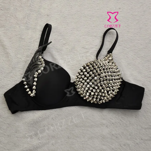 

(S-2XL) New 2014 Punk & Rock Women Spiked Stud Corsage Fashion Ladies' Push Up Bra Discodance Club Party Underwear Lingerie