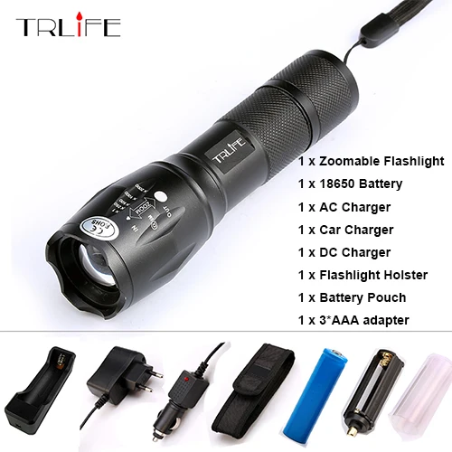 E17 Flash Lights L2 T6 алюминиевый водонепроницаемый масштабируемый светодиодный фонарь с 5 режимами с аккумулятором 18650 или AAA - Испускаемый цвет: option F