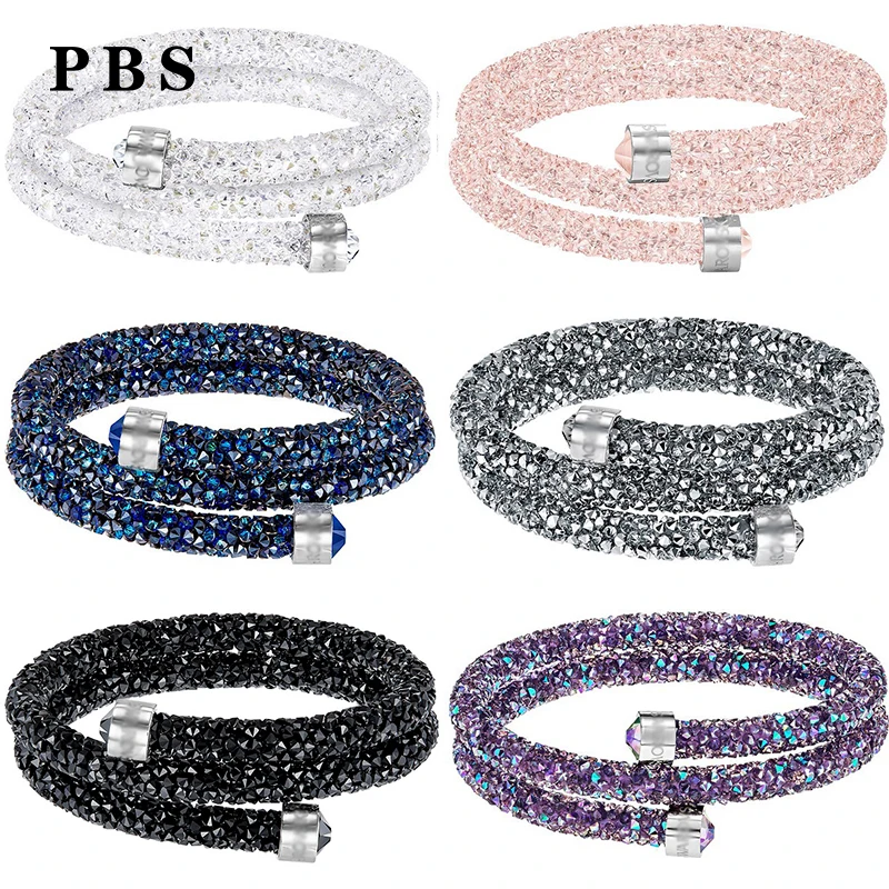 

PBS riginal Copy High Quality 1:1 SWA Double Circle Multi-Color Gold-Plated Bracelet With Logo Free Mail