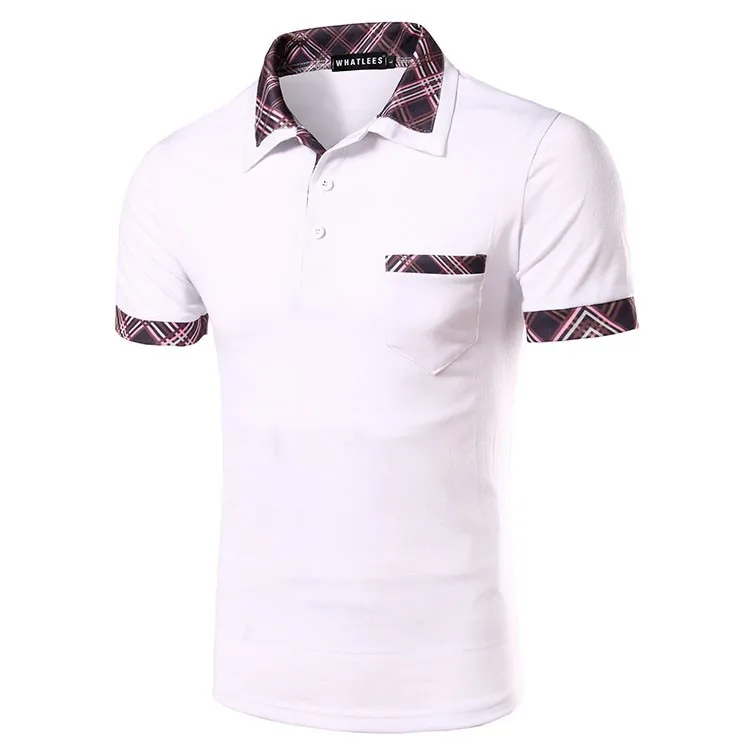 Men Polo Shirt Fashion Plaid Collar Business Mens Polo 2016 Casual Short Sleeved Sports Golf Tennis Cotton Polo Red Camisa M-2XL (6)