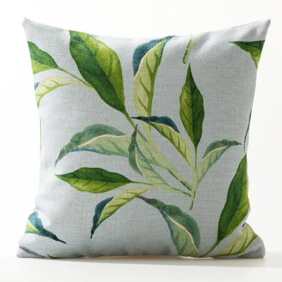 Декоративная наволочка для подушки с зеленым листом, растение из хлопка и льна, наволочка для дивана, домашний декор 45x45 - Цвет: 2