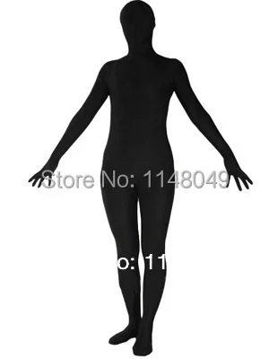 Черный облегающий костюм зентай из спандекса