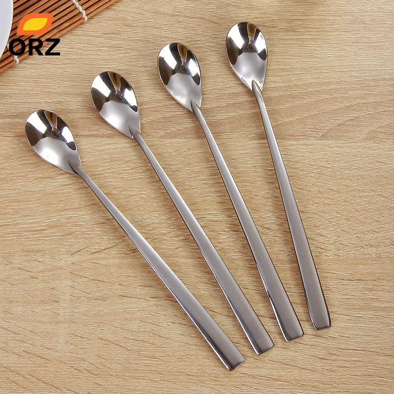 ORZ 4 шт./компл. нержавеющая сталь с длинной ручкой ложечный чай десерт кофе