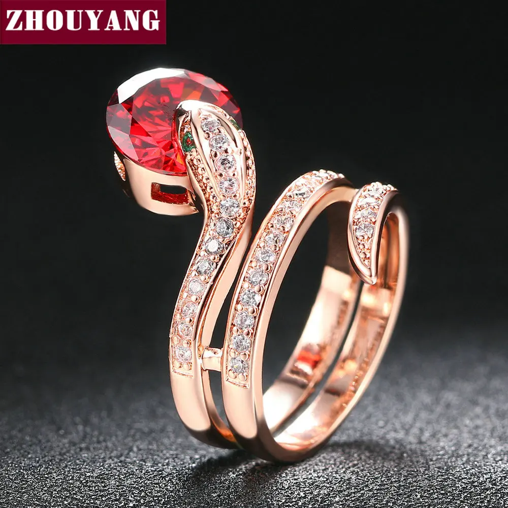 ZHOUYANG высшее качество ZYR150 змея показать бисер кольцо розовое золото Цветные