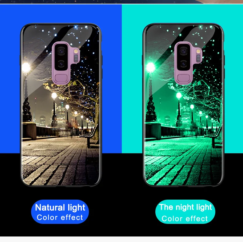 Светящийся чехол для телефона s для samsung Galaxy S8 S9 Plus, блестящий стеклянный чехол для samsung Galaxy Note 8