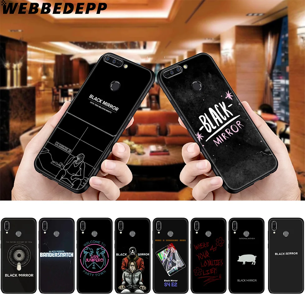 WEBBEDEPP черный зеркальный ТВ-шоу мягкий чехол для Huawei P8 P9 P10 P20 P30 Lite Pro P Smart Z Plus 2019 Y6 Prime
