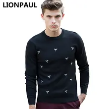 LIONPAUL весенние Стильные мужские пуловеры с длинным рукавом и круглым вырезом, геометрические шерстяные свитера, мужские трикотажные рубашки