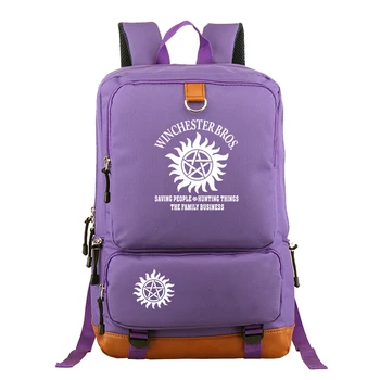 

Laptop leather backpack Men Backbag Women Travel Schoolbag Book Bag Sac a Dos Femme Zipper Mochila Mujer Supernatural 1